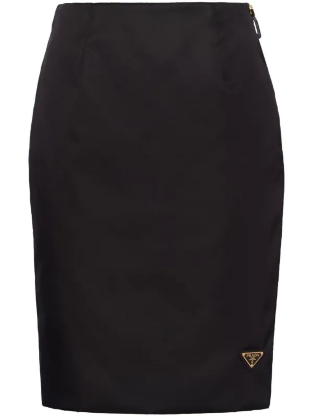 Authentic Prada Black re-nylon Pencil Skirt small 38 triangle logo classic